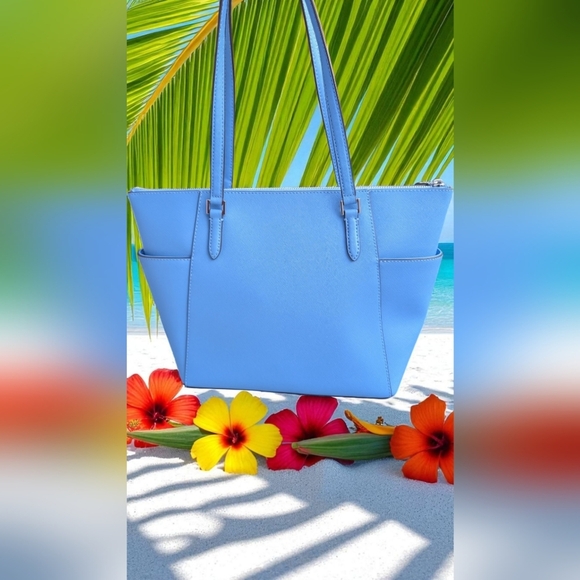 Michael Kors Charlotte Large Top Zip Shoulder Tote Bag Sth Pacific (NWT) - Picture 7 of 8